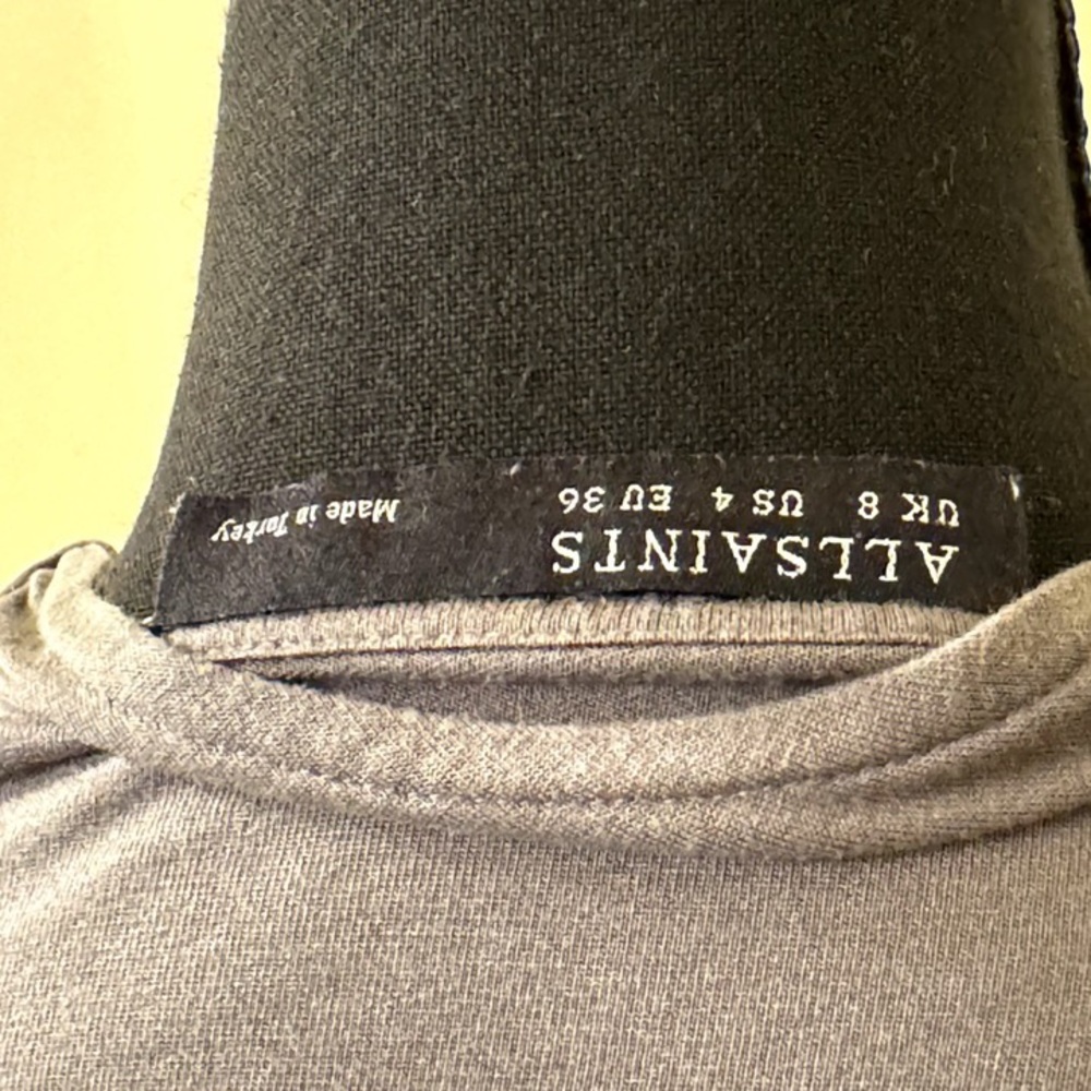 AllSaints Women's Dark Green V-Neck Long Sleeve Pullover Faux Wrap Top Size 4 - Picture 5 of 5